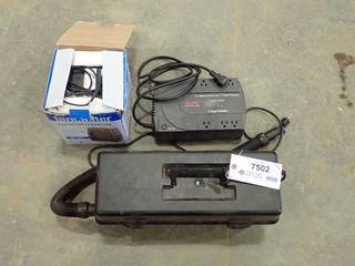 Lancaster KRP-3 Ceramic Heater, APC, 350 Surge Protection, 6 Plug Power Bank, 3M Electric Vacuum (H)