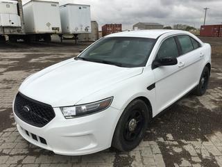 2015 Ford Taurus/Interceptor Police AWD Trim Level, 2 Door Car c/w 3.7 Litre V6 DOHC, 6 Speed Auto, A/C, Metal Partition Between Front & Rear Seat, Showing 272,597 Kms, 9587 Engine Hours, 4911 Engine Idle Hours VIN 1FAHP2MK6FG144616