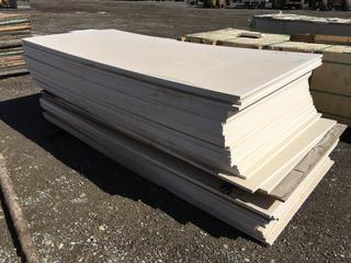 Quantity of 3/4" Polymer Board. 5'x9', Mold Resistant, Water Resistant, Fire-Retardant. *Note: Fire Test Engineering Report Available In Documents. Control # 7909.