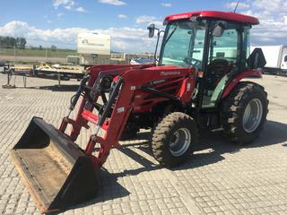 2016 Mahindra 2555SH Farm Tractor c/w 4 Cyl Diesel, 72" Bucket, 540 PTO 44HP, 3 Point Hitch, Aux. Hydraulics, 12-16.5 NHS Front, 16.9-24 Rear Tires, Showing 87.3 Hours, S/N 55HCJ00309