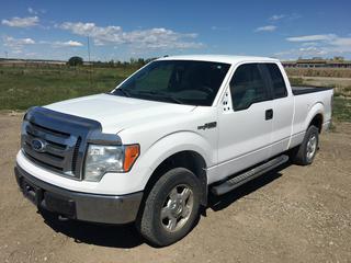 2011 Ford F150 XLT Extended Cab 4x4 P/U c/w 5.0L V8, 6 Spd Auto, A/C, Roll-N-Lock Box Cover, Sprayed In Box Liner, Rubber Mat In Box, Showing 349,371 Kms, VIN 1FTFX1EF0BFA89805