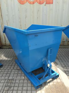 Unused 1 Cubic Yard Standard Duty Steel Dumping Hopper w/ fork pockets. Control # 7980.