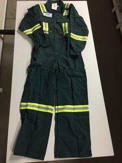 IFR Workwear Inc. Flame Resistant Hi-Vis Coveralls, Green, Size 36.