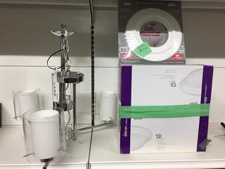 4" Pot Light Medallion & Ceiling Light Fixture w/Globe & Ceiling Chrome Hanging Light w/3 Globes.