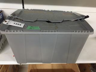 Tote of Camping Cooking Utensils.