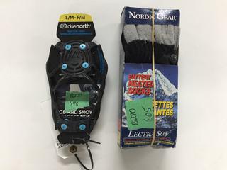 Multi Tip Traction Slip Ons (S-M)  & Battery Heated Socks.