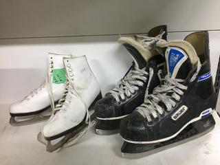 Orbit Figure Skates Ladies Size 7 & Men's Bauer 4000 Skates, Size 9.