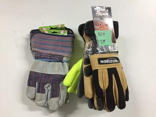 (2) Pair Men's Work Gloves & (4) Pairs of Men's Work Gloves (LG).