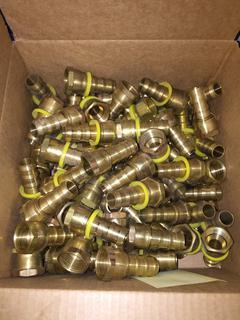 Quantity of Hose Fittings, Straight Female 37 Degree JIC Brass Push Lock.