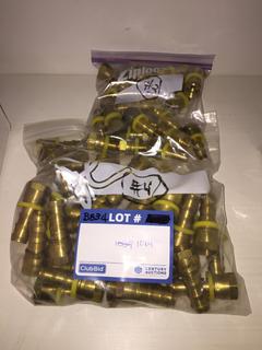 Quantity of Hose Fittings, 5/16"x1/2" Hose Barb to Male Brass Pipe & Straight Brass Female 37 Degree JIC Push Lock.