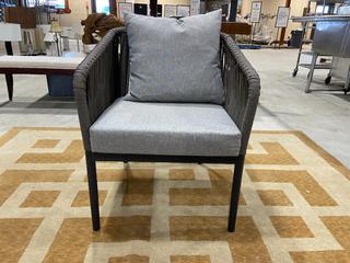 Grey Outdoor Club Chair c/w Cushions.