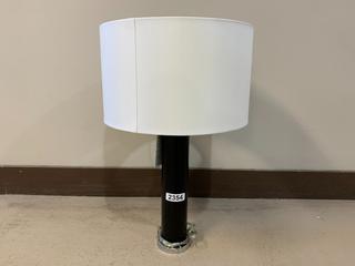 Black/Chrome Lamp With White Shade, 28-1/2"H.