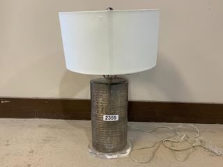 Smoky Glass Lamp With Oval Shade, 24-1/2"H.