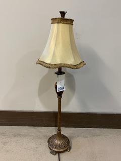 Brown Lamp With Beige Shade, 31"H.