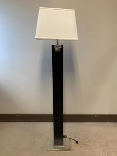 Black/Brushed Silver Floor Lamp, 59"H.