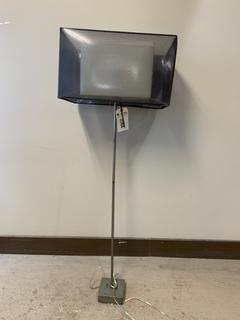 Grey Floor Lamp With Taffeta Shade, 51"H.