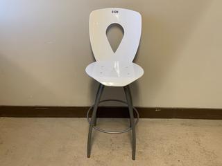 White Acrylic & Metal Swivel Bar Stool, 28" Seat Height.