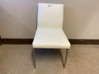 White Vinyl Dining Chair.