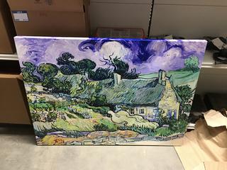 Thatched Cottages At Cordeville Painting Print - 35"H x 47 1/4" W.
