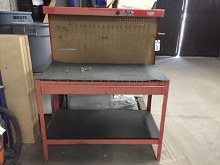 Quality Craft Work Bench w/ Drawer, 47" x 23 1/4" x 59" & Peg Board.