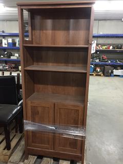 Decorative Wooden Shelving Unit, 29" x 12 1/2" x 71 1/4".