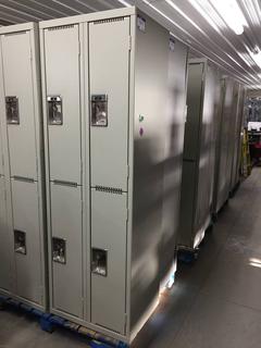 Metal Lockers, 72" x 24" x 18". *Note: Bank of Four 1/2 Lockers.