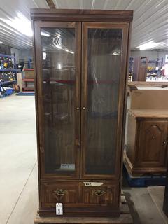Wood Gun Cabinet w/ Glass Cabinet Front, 30" x 11 1/4" x 71".