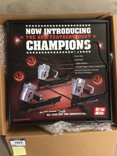 Single Sided Light Box, Black. Versflex Frame w/ White Outter, 16" Circle Lamp On/Off Cord Set Attached, (2) Metal D-Rings Attached, Side 24" x 24" x 5"D.