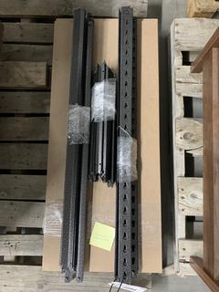 Wood Shelves w/ Metal Racking, Unknown Dimensions.