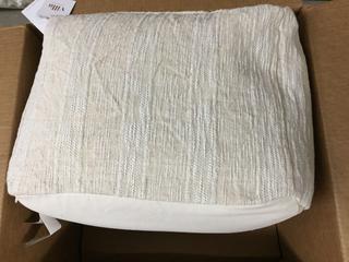 Heirloom Linen Ivory Pouf, 18" x 18" x 14".