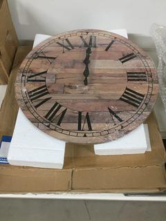 Roman Numeral Wooden MDF Wall Clock, 14"D.