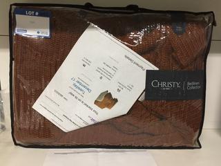 Super Soft Knit Wool Blanket - Rust Red. 140cm x 185cm.