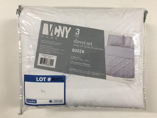 3 Pc Queen Duvet Set - White.