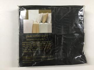 Luxury Twin Fitted Sheet - Black.