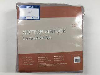 Cotton Pintuck F/Q Duvet Cover Set - Grey.