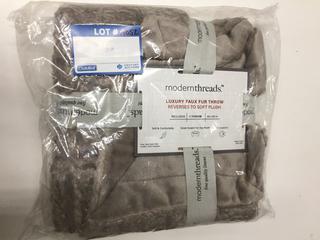 Modernthreads Luxury Faux Fur Throw - Pumice Stone. Standard Size 50" x 60".