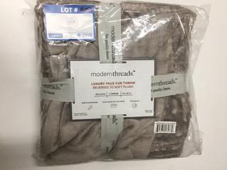 Modernthreads Luxury Faux Fur Throw - Pumice Stone. Standard Size 50" x 60".