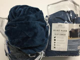 Sofa & Love Seat Slip Covers - Blue.