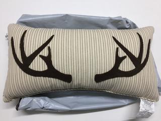 Antler Throw Pillow - Tan w/ Brown Striped.