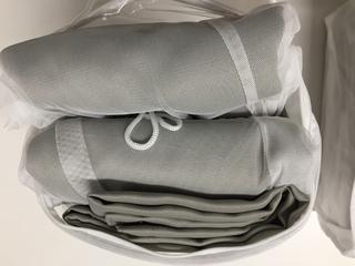 (2) Blackout Grommet Curtains - Tulle Layer, Dove 52"x63".