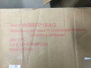 Driftwood TV Console w/Fireplace - Unknown Dimensions.