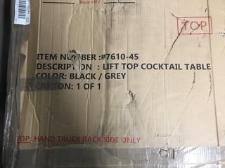 Lift Top Cocktail Table - Color Black/Grey - Unknown Dimensions.