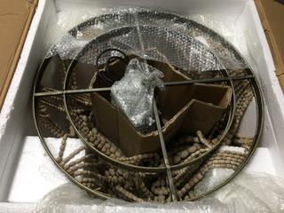 Metal & Wood Bead Chandelier - 25 Watt, UL, 25 1/2" Round & 26" H.