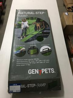 Gen7Pets - Natural Step Ramp Weight Capacity 250 LBS, Open Dimensions 72" L x 16" W x 1.5" Thick, Folded Dimension 36" Long x 16" Wide x 3" Thick, Ramp Weight 17 LBS.