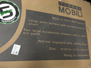 Modern Workstation w/Elevated Printer Shelf - 47.25"Wx21.5"Dx33.5"H - Color Grey - Box 1 of 2.