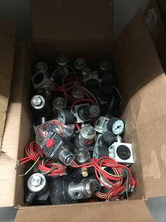 Approximately (28) ASCO Red Hat Solenoid Valve 1/4" Pipe & Approximately (8) Pneumatic Purge Regulator 1/4" Pipe.