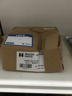 Box of Hinge Bolts Galvanized 1/2"x3" w/Nuts. Approx. 50 Pcs. Per Box.