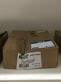 Box of Hinge Bolts Galvanized 1/2"x3" w/Nuts. Approx. 50 Pcs. Per Box.