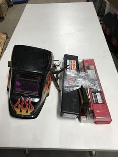 Various Welding Rods, Welding Accessories, Pliers & Welding Helmet.