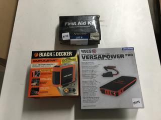 Black & Decker Vehicle Battery Booster, Matco Tools Versa Power Pro & Portable First Aid Kit.